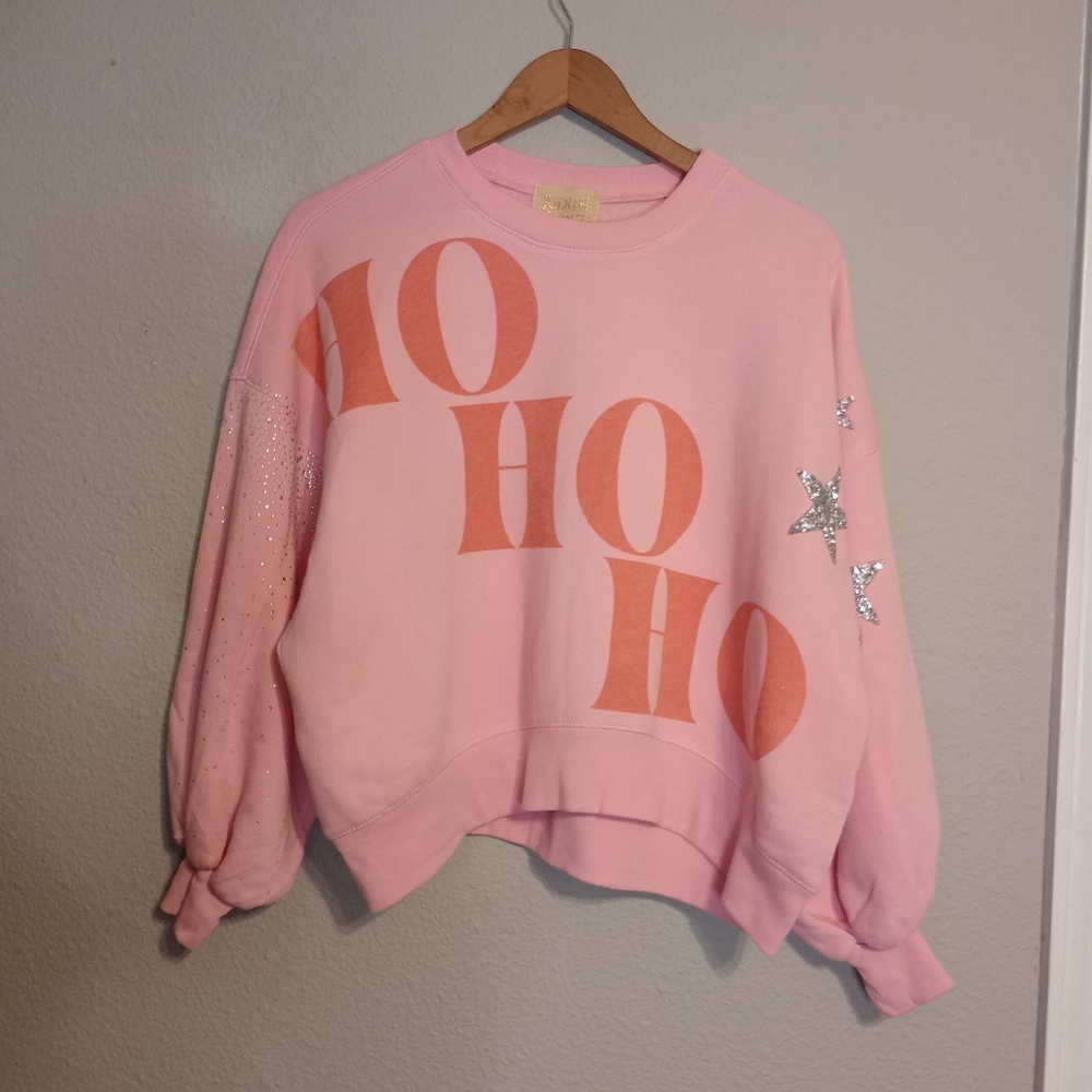 Judith March Ho Ho Ho Christmas Sweatshirt Rhinestone Embellished